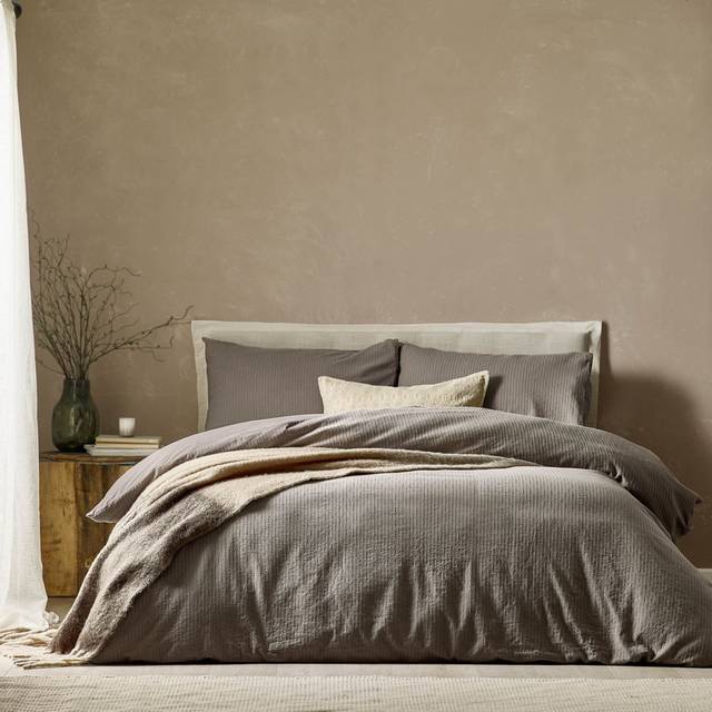 Yard Malton Stripe 100% Cotton Double Duvet Cover Set Mole, Green