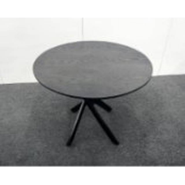 Tierra Modern Veneer And Metal Round Dining Table - Modern Statement Design - Black (75cm H x 100cm L x 100cm W)