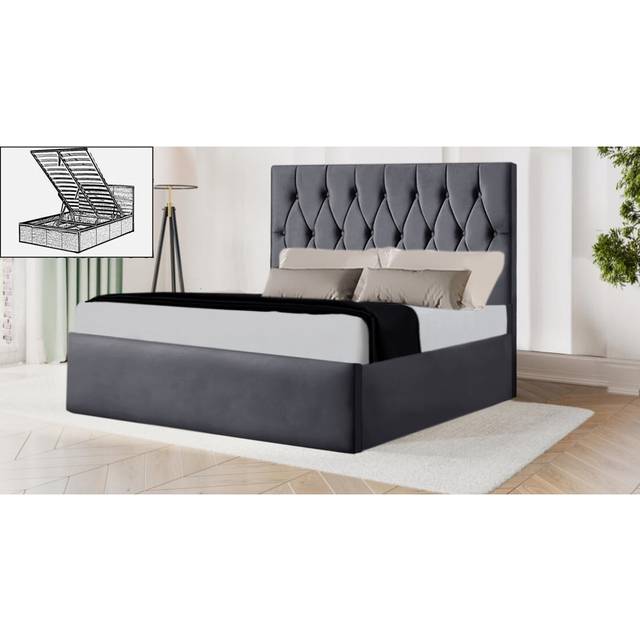 Tiffany Storage Bed Frame - Steel Grey (Super King (6&#39;))