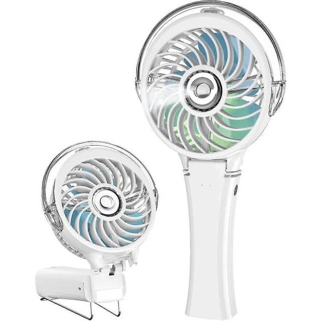 (As show, One size) Personal Fan Handheld Water Misting Fan With Colorful Nightlight Mini Usb Desk Fan 2000mah Rechargeable Battery Operated 3-13h Wor