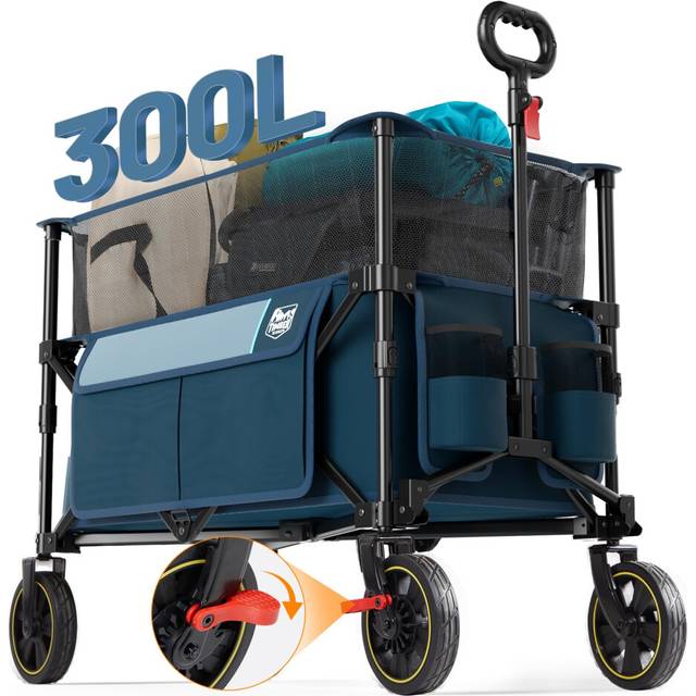 TIMBER RIDGE 300L Extra Large Collapsible Folding Wagon Carts  Heavy Duty Outdoor Camping Utility Wagons with Extended Height  A