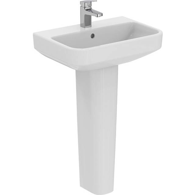 Ideal Standard i. life Compact Basin and Pedestal 55cm 1 Tap Hole in White Ceramic
