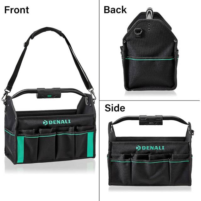 Amazon Basics Tool Tote  Lighted Bag  Black  30 Pockets (Previously Denali Brand)