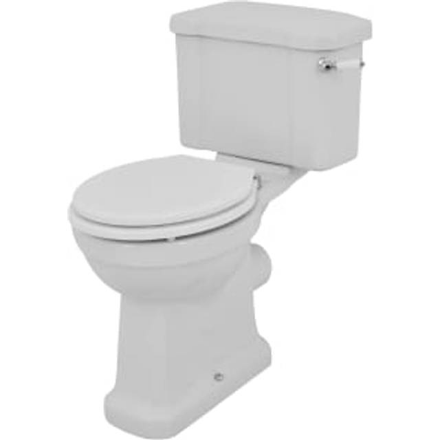 Wickes Oxford Traditional Close Coupled Comfort Height Toilet Pan, Cistern & White Soft Close Seat