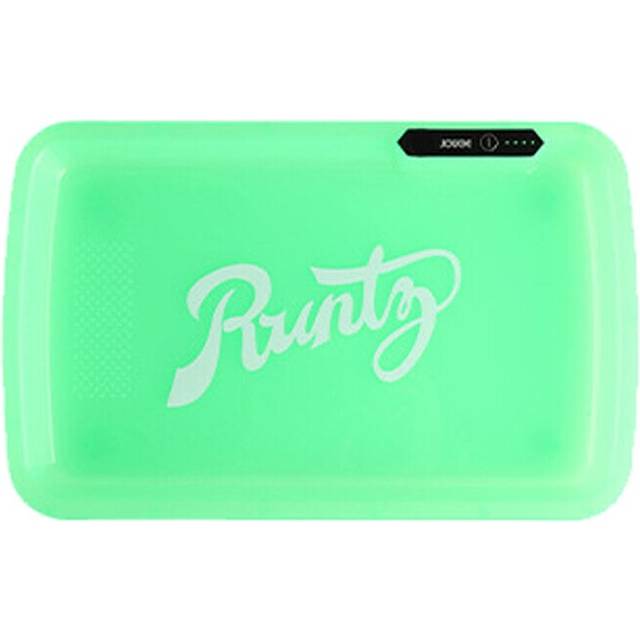(Runty-Green) LED Tobacco Rolling Tray with Lapping Plate 1050mAh Manual Control 7 Light
