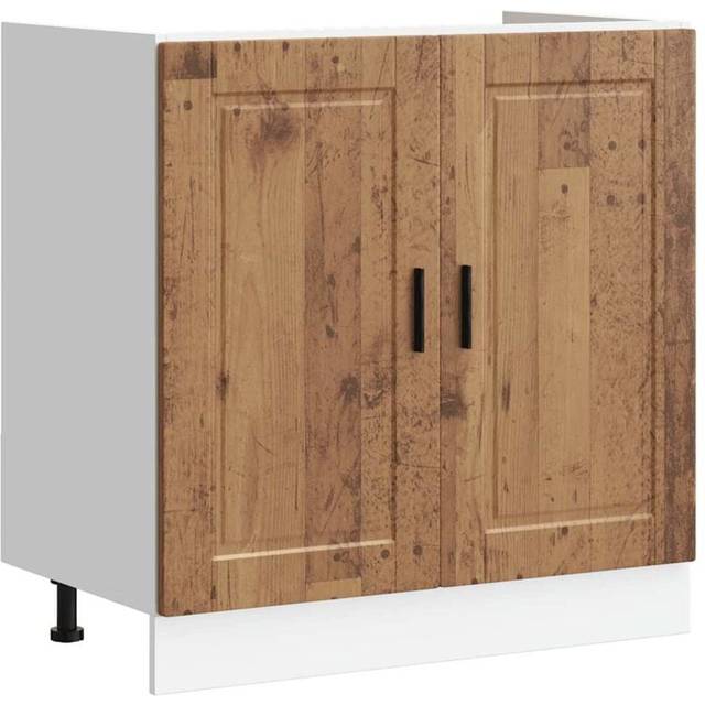 vidaXL Sink Base Cabinet "Porto" Old Wood 80x46x81.5 cm Engineered Wood - Brown