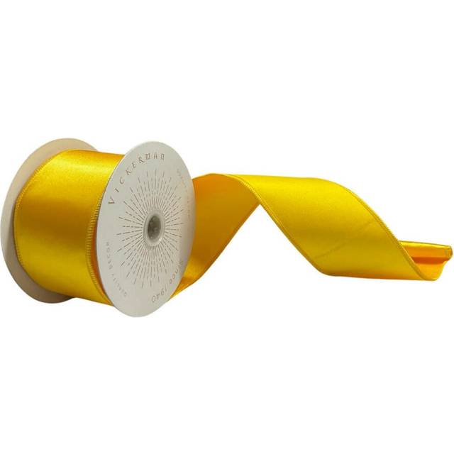 Vickerman QTX240978 2.5 in. x 10 Yards Yellow Satin Ribbon