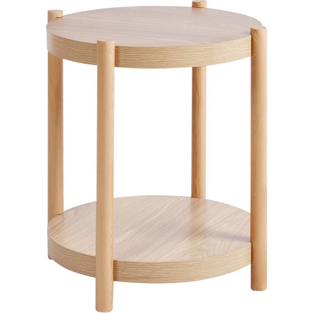 Beliani - Side Table Round Traditional Scandinavian Design mdf Shelf Storage Light Wood Genola