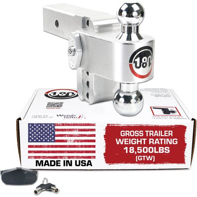 "Weigh Safe Adjustable Trailer Hitch Ball Mount - 4"""" Adjustable Drop H"
