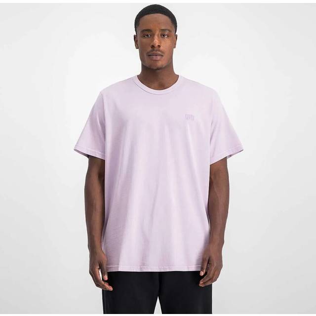 (Small) Levi's Men's Retro 100% Cotton Serif Tee Crew neck T-Shirt - Lavender Frost Pink