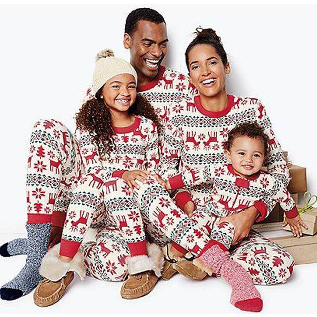 (Mom M) Family Christmas Pyjamas Set Matching Christmas Pjs Xmas Sleepwear Reindeer Printed Nightwear for Womens Mens Kids Girls Boys