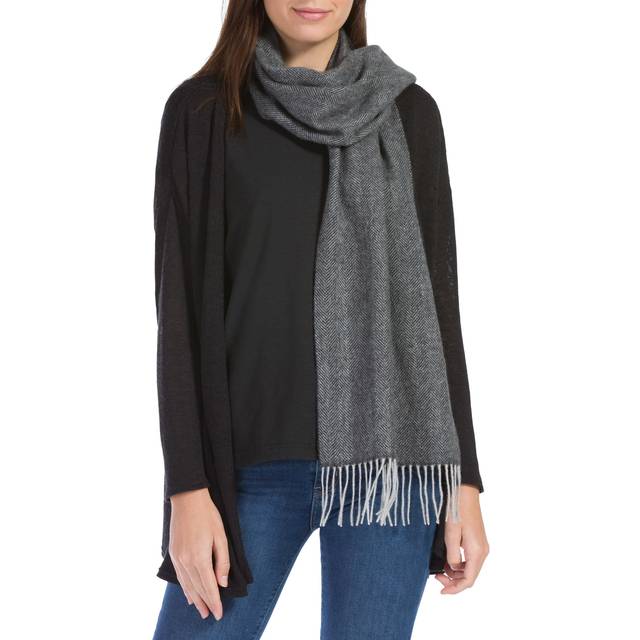 Fishers Finery Women's 100% Pure Cashmere Scarf  Woven Herringbone