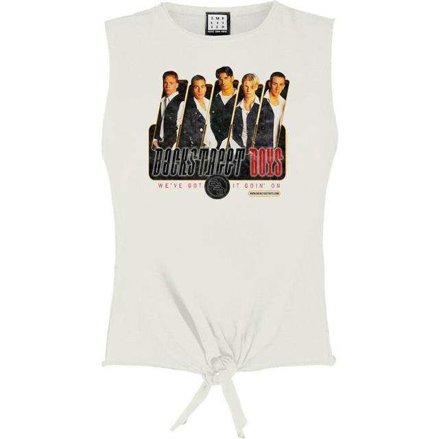 (S, Vintage White) Amplified Womens/Ladies Backstreet Boys Tied Hem Sleeveless T-Shirt