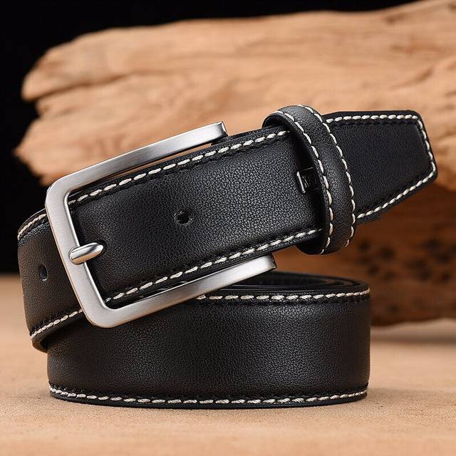 (120cm 40to43 Inch, 051Black) Fashion Men Belts Genuine Leather Luxury Designer Brown Vintage Waist
