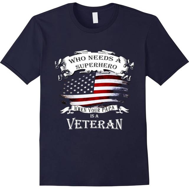 (M) Veteran Papa â Who needs a superhero when your papa T-shirt-Father's Day