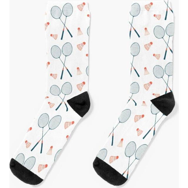 Dress Socks Let's Play Badminton - sweet illustration in blue red Novelty Fancy Crazy Pattern Crew Casual for Men Women