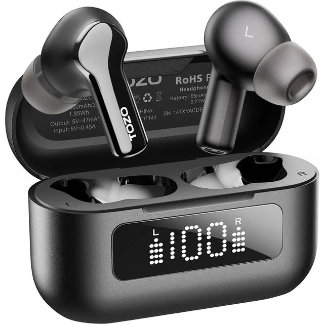 TOZO NC3 Hybrid aktiv brusreducering Trådlösa öronsnäckor 6 mikrofoner ENC Clear Call 55H speltid 32 förinställda EQs via APP Bluetooth 5.3 Headset IPX8 vattentäta in-Ear-hörlurar med LED-display