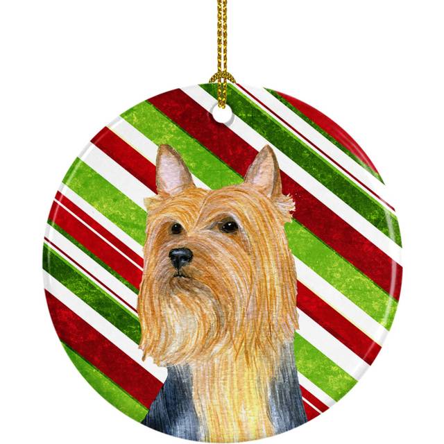 """""Caroline's Treasures LH9226-CO1 Silky Terrier Candy Cane Holiday Christmas Ceramic Ornament  Multicolor"""""