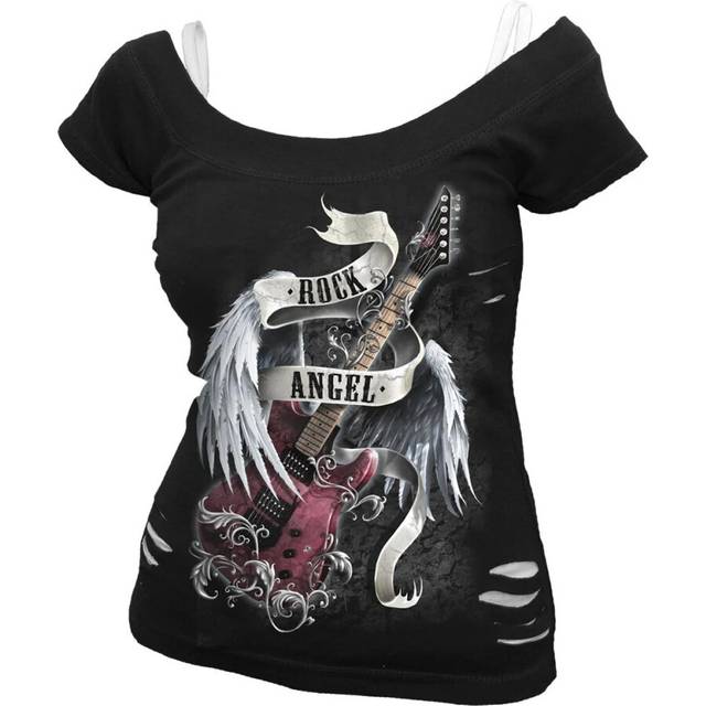 Spiral  Long Sleeve T-shirt Rock Angel  - UK L - Black - UK L