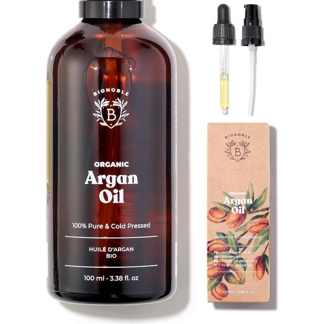 Organic Argan Oil 100ml - 100% Pure, Natural and Cold Pressed - for Hair, Face, Body, Beard, Nails - Vegan and Cruelty Free - Glass Bottle + Pipette +