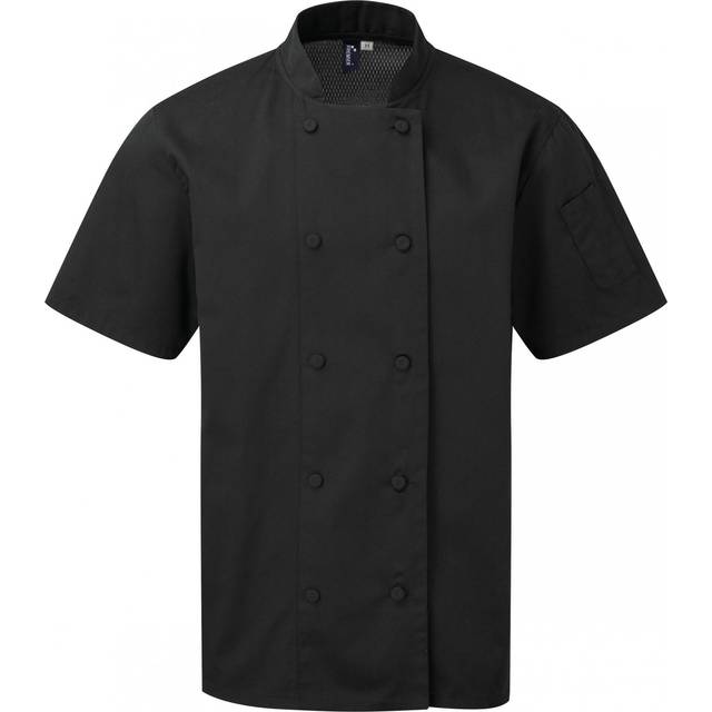Premier Coolchecker Short Sleeve Chefs Jacket PR902 Black S Colour: Bl