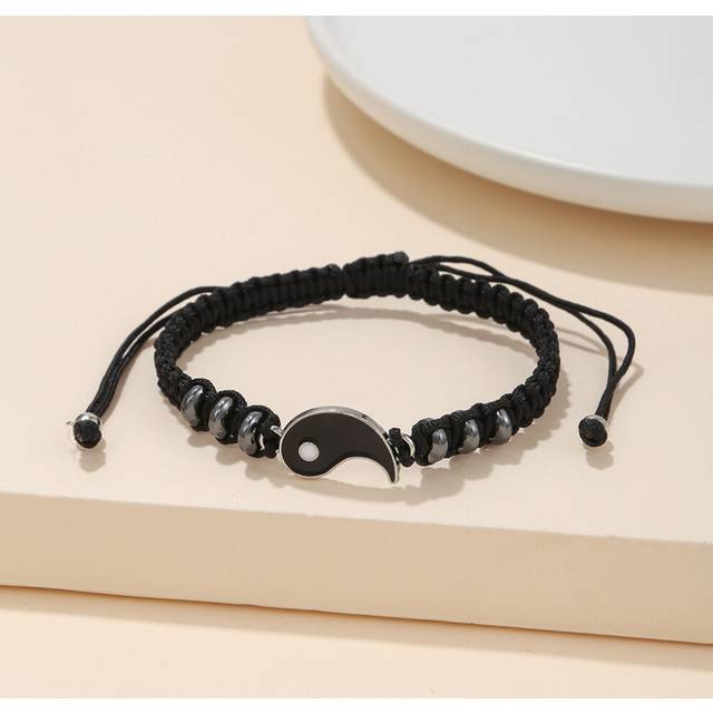 (A-1pcs) Tai Chi Yin Yang Couple Bracelet For Lover Handmade Woven Baided Rope Adjustable Bracelets