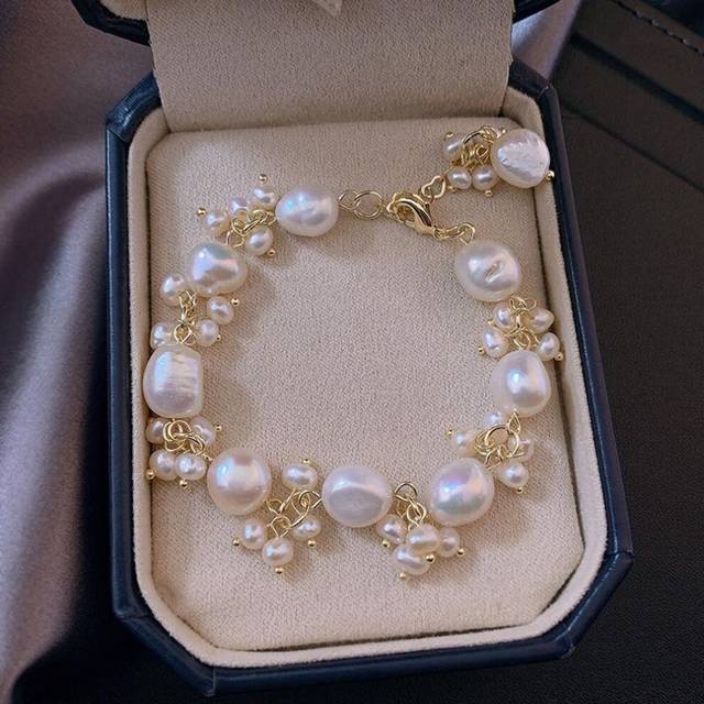 (as the picture) Best Sell 100% Natural Baroque Freshwater Pearl 14k Gold Filled Female Charm Bracelet Hand Jewellery Accessories