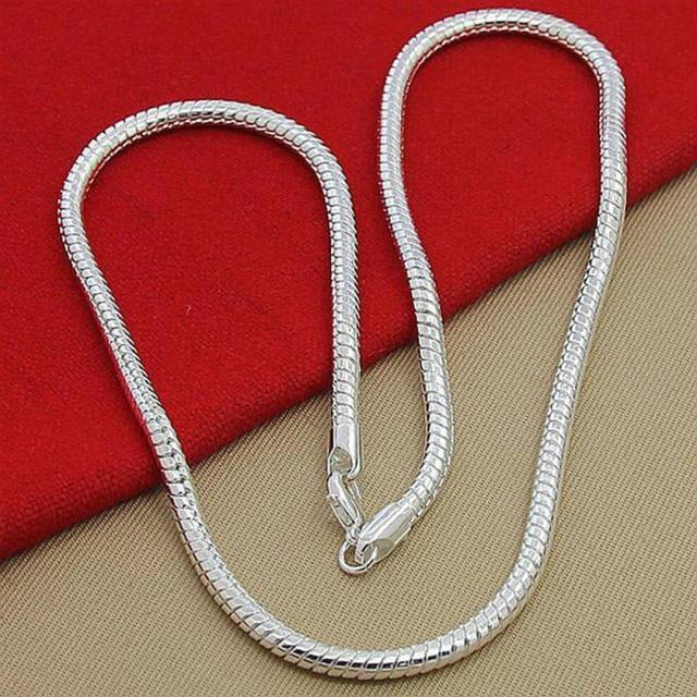 (silver, 40cm) Sale 925 Silver 3mm Snake Chains Necklaces For Women Men Fashion Jewelry