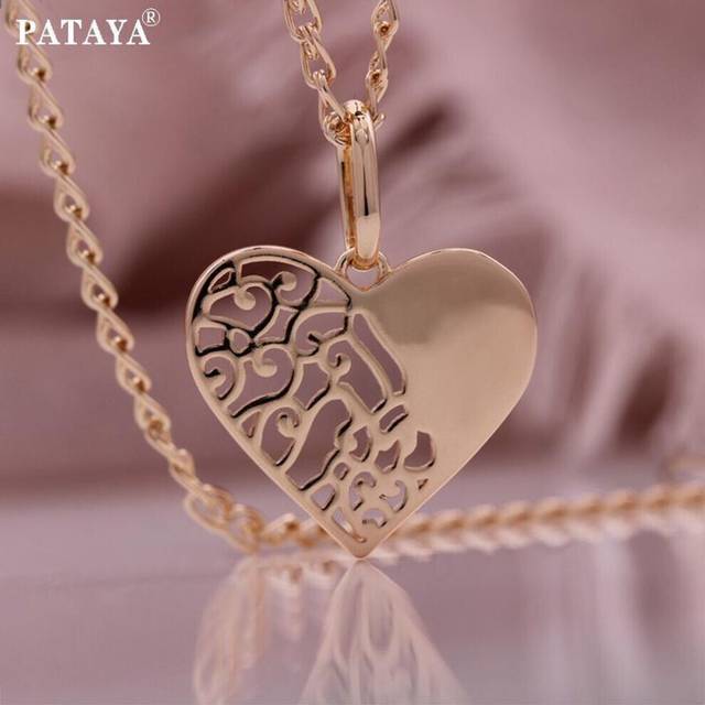 Pataya Rose Gold Color Hollow Heart Style Romance Of A Teenage Girl Necklace