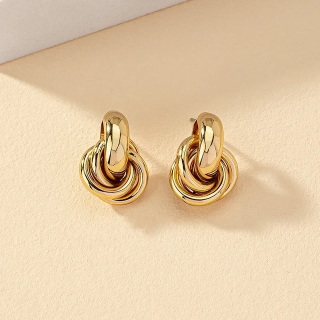 Gold SIlver Color Knot Hoop Earring for Women+ Free Gift