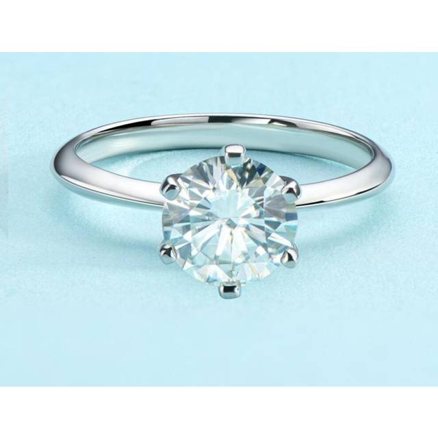 (US 4) Bague Ringen Sparkling 2 Carats Real Moissanite Wedding Rings For Women 18k White Gold Color 100% 925 Sterling Silver Fine Jewelry Gift
