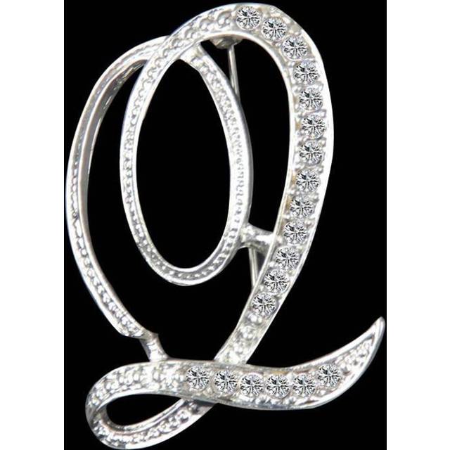 (Q) Gifts Rhinestone Letter Crystal Pins Jewelry Letter Alphabetical English Brooch Brooches