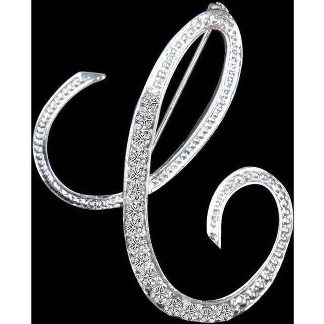 (C) Gifts Rhinestone Letter Crystal Pins Jewelry Letter Alphabetical English Brooch Brooches