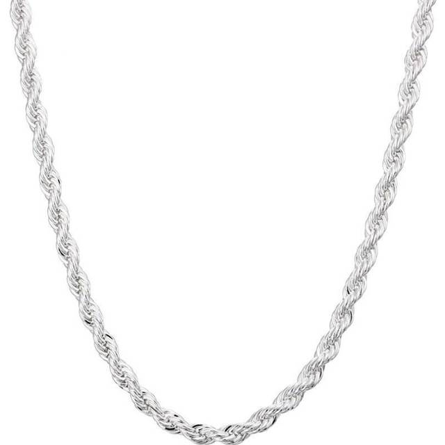 (50cm) 16/18/20/22/24 Inch 4mm Twisted Rope Chain 925 Sterling Silver Wedding Necklace