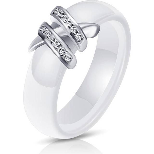 (white, 7) Creative Rings Creative Rings Ceramic Rings Black And White Double X Diamond Rings