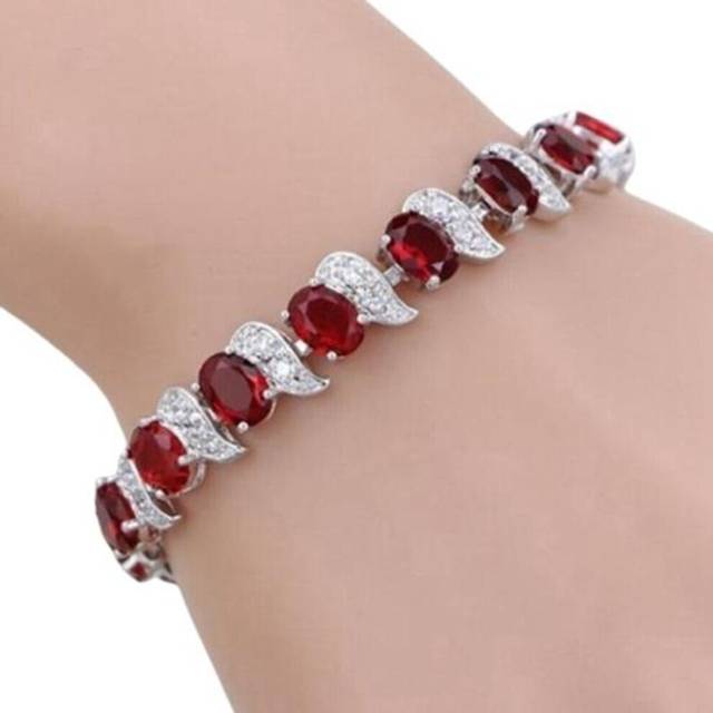 (red) Girls Bracelet Adjustable Gift Dainty Good-looking Sparkling Red Rhinestone Female Bracelet Jewelry Accessories