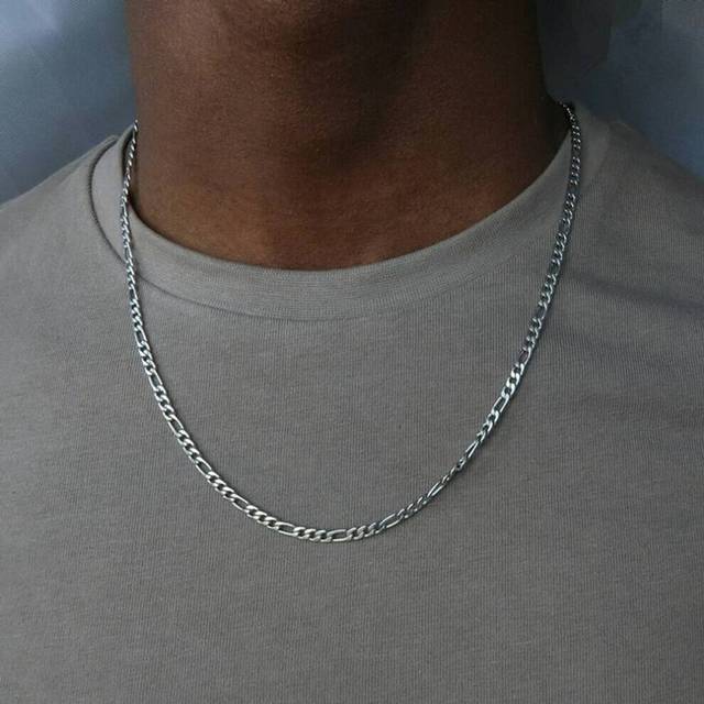 (silver, 50) Hip Hop Necklace Gold Filled Plated Cool Guies Concise Choker Mens Necklace