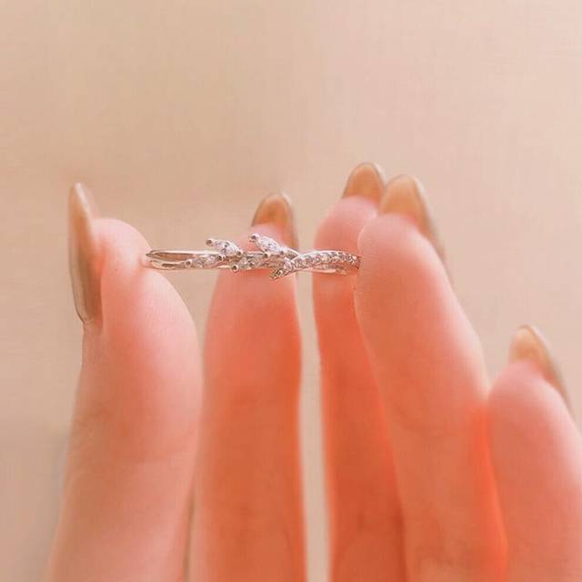(silver, 4) Exquisite Ring Eternity Wedding Band Filigree Leaf Jewelry Proposal Anniversary Gift