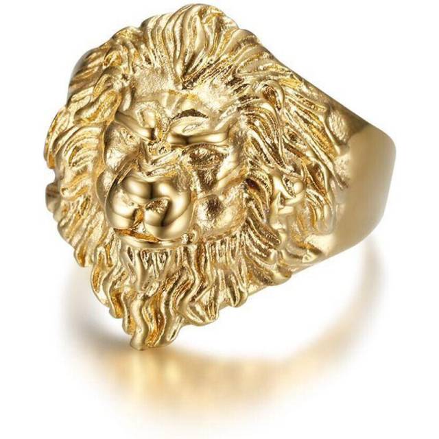 (as the picture, 9) Majestic Lion Head Ring For Men Hip Hop Titanium Steel Jewelry Gold Luxury Large Punk Finger Ring