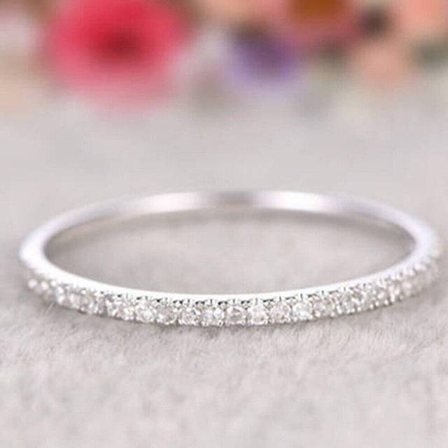 (silver, 10) Single Row Zircon Couple Ring Rose Gold Plated Simple Niche High-end Ring Jewelry Gift