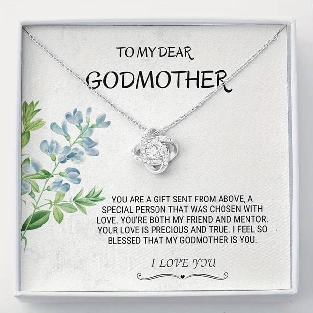 (Silver, 45cm) Flower Pendant Necklace with Zircon Inlay - Gift for Godmother on Birthday, Christmas, Mother's Day