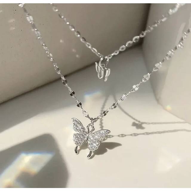 (AY 53739) Fashion Tulip Drop Pendant Necklace for Women Luxury Shiny Zircon Accessory Clavicle Chain Necklace