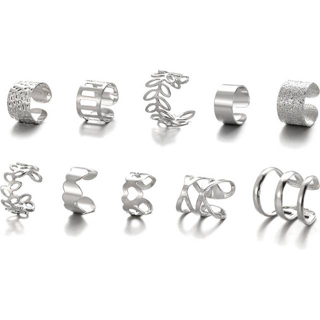 (AYAY5583301) Gold Silver Color Leaves Clip Earring for Women Men Creative Simple C Ear Cuff Non-Piercing