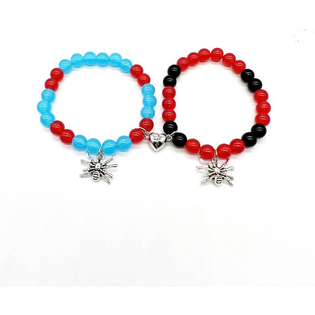 (7) 2Pcs Halloween Spider Bracelet For Women Men Magnetic Heart Couple Personality Bangles