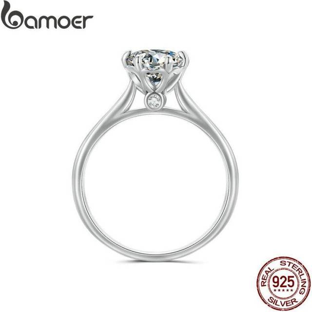 (8) Bamoer 1.0ct Round Moissanite Ring D Color Vvs1 Ex Lab Diamond Band For Women 925 Sterling Silver Engagement Wedding Gift