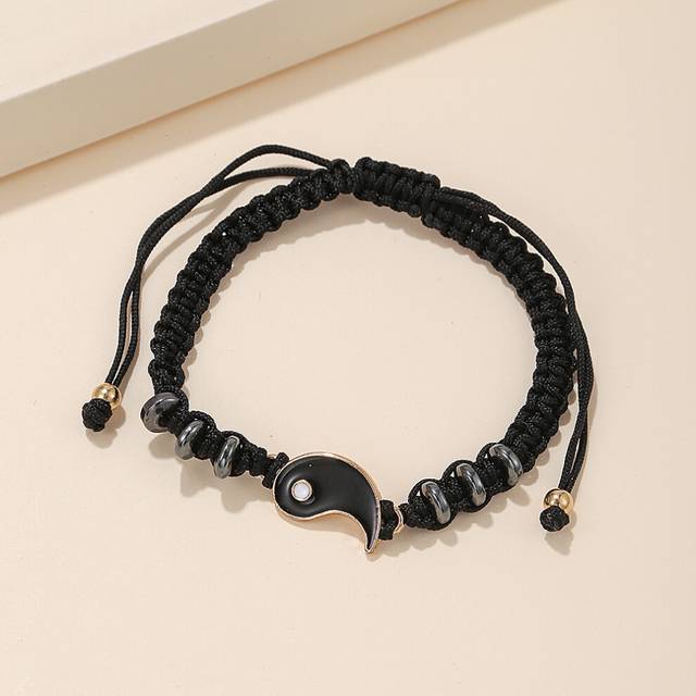 (C-1pcs) Tai Chi Yin Yang Couple Bracelet For Lover Handmade Woven Baided Rope Adjustable Bracelets