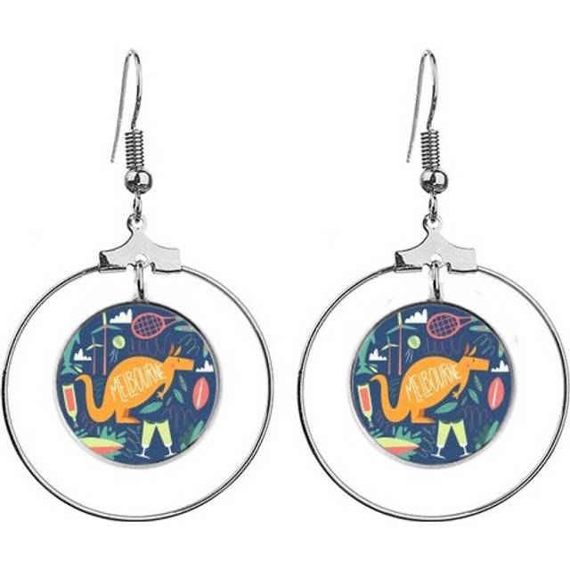 melbourne australia kangaroo tennis surfing ears dangle hoop jewelry drop circle