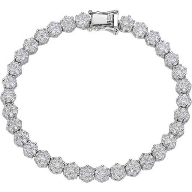 (white, 18cm) 925 Sterling Silver Created Moissanite Gemstone Bracelet For Women Bangle Fine Jewelry Gift