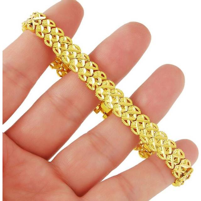 24k Plating Gold Bracelet 10 Mm Wave Gold Plated Jewelry Gifts For Men & Women