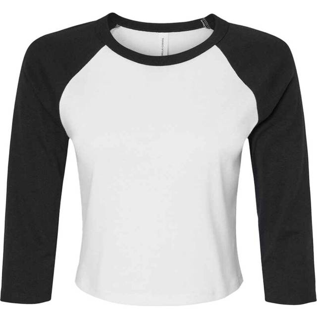 (XXL, White/Black) Bella + Canvas Womens/Ladies Raglan 3/4 Sleeve Crop T-Shirt